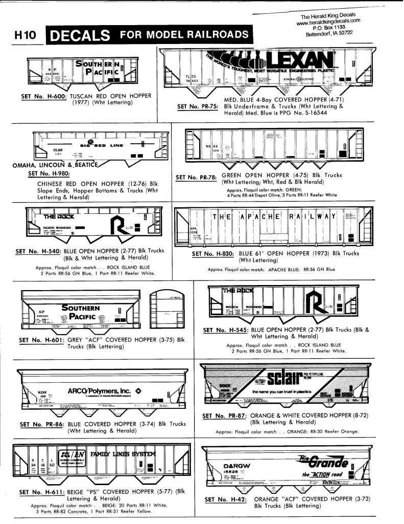 Herald King Decals Model Railroad Decals Over 1,000 Modern Prototype